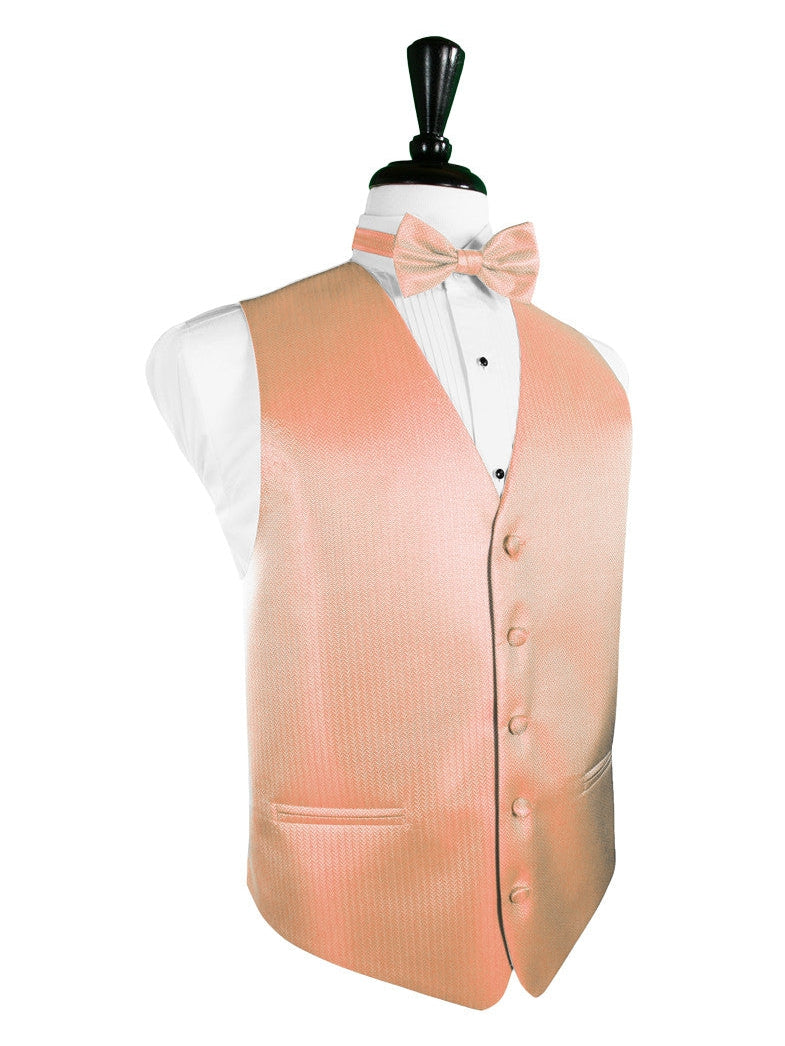 Coral Herringbone Tuxedo Vest