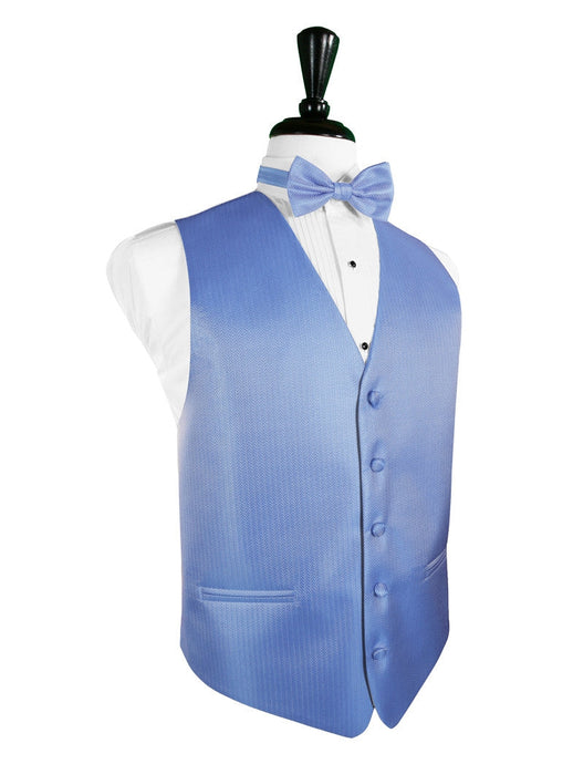 Cornflower Blue Herringbone Tuxedo Vest (5X-Large LONG (62-64))