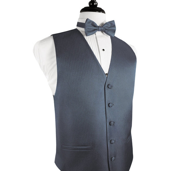 Desert Blue Herringbone Tuxedo Vest