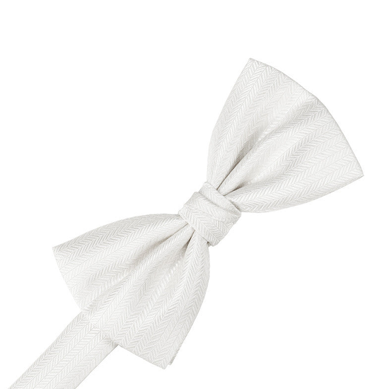Diamond White Herringbone Formal Bow Tie