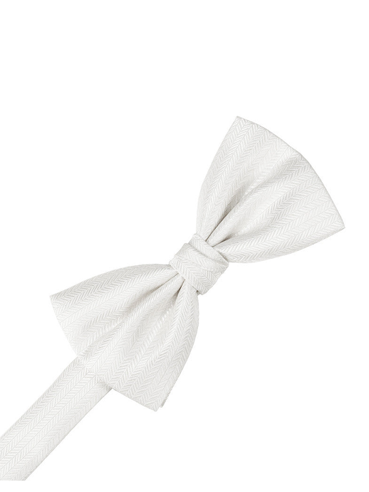 Diamond White Herringbone Formal Bow Tie