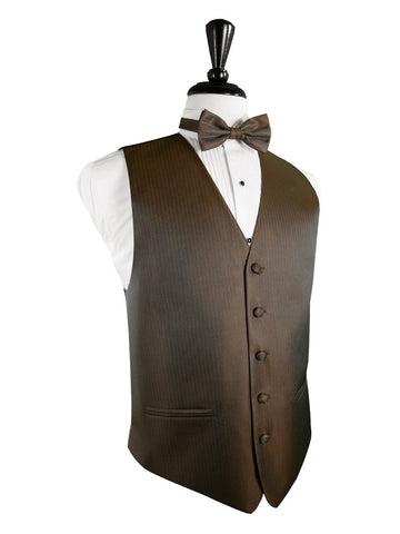 Mocha Herringbone Tuxedo Vest