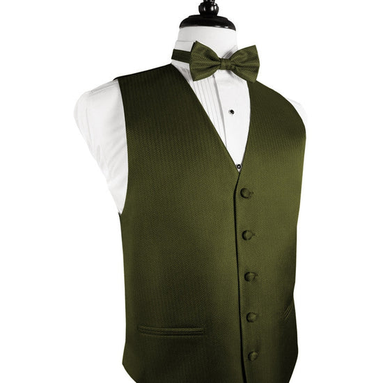 Fern Color Tuxedo Vest - Subtle Herringbone Pattern