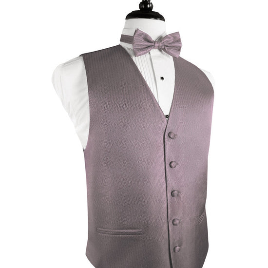 Frosty Pink Herringbone Tuxedo Vest