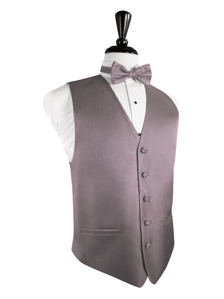 Frosty Pink Herringbone Tuxedo Vest