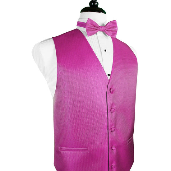 Fuchsia Herringbone Tuxedo Vest (5X-Large LONG (62-64))