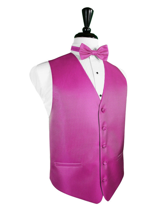 Fuchsia Herringbone Tuxedo Vest (5X-Large LONG (62-64))
