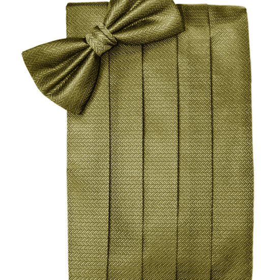 Gold Herringbone Cummerbund Set