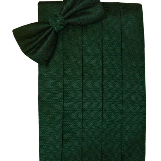 Hunter Green Herringbone Cummerbund Set