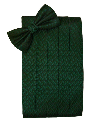 Hunter Green Herringbone Cummerbund Set