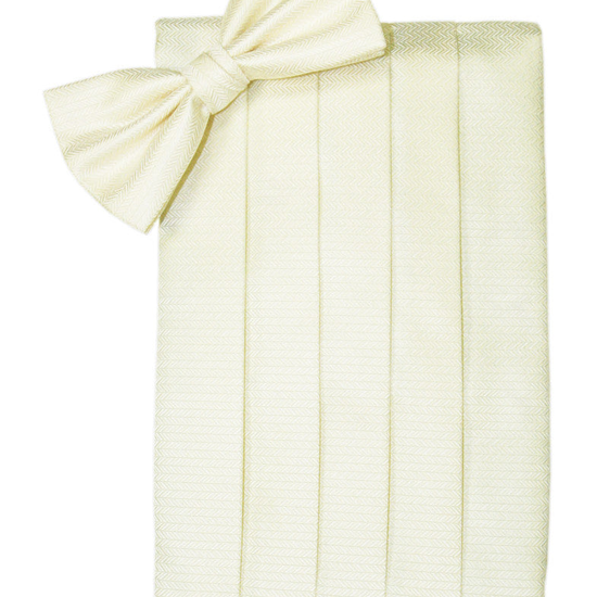 Ivory Herringbone Cummerbund Set