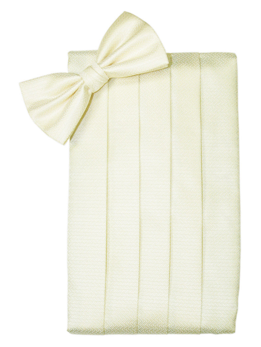 Ivory Herringbone Cummerbund Set