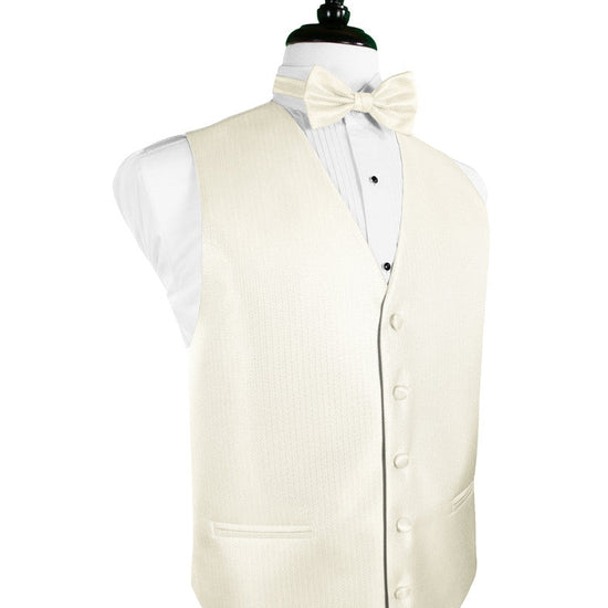 Ivory Herringbone Tuxedo Vest