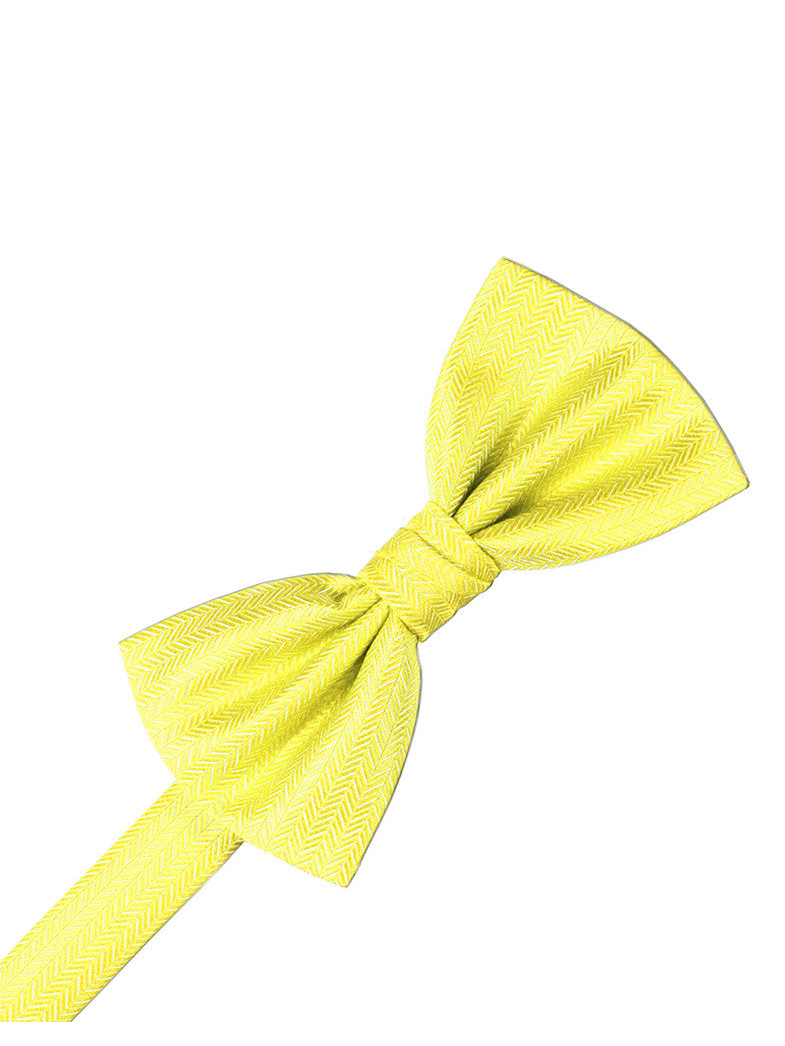 Lemon Herringbone Formal Bow Tie