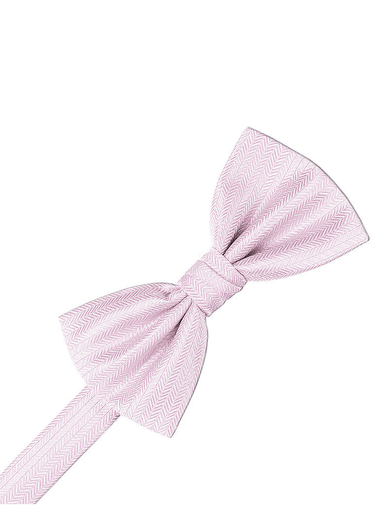 Light Pink Herringbone Formal Bow Tie