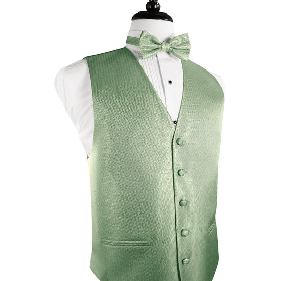 Mint Herringbone Tuxedo Vest