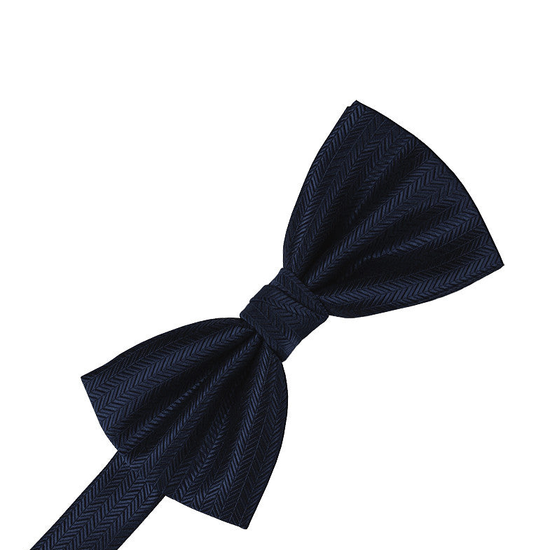 Navy Herringbone Formal Bow Tie