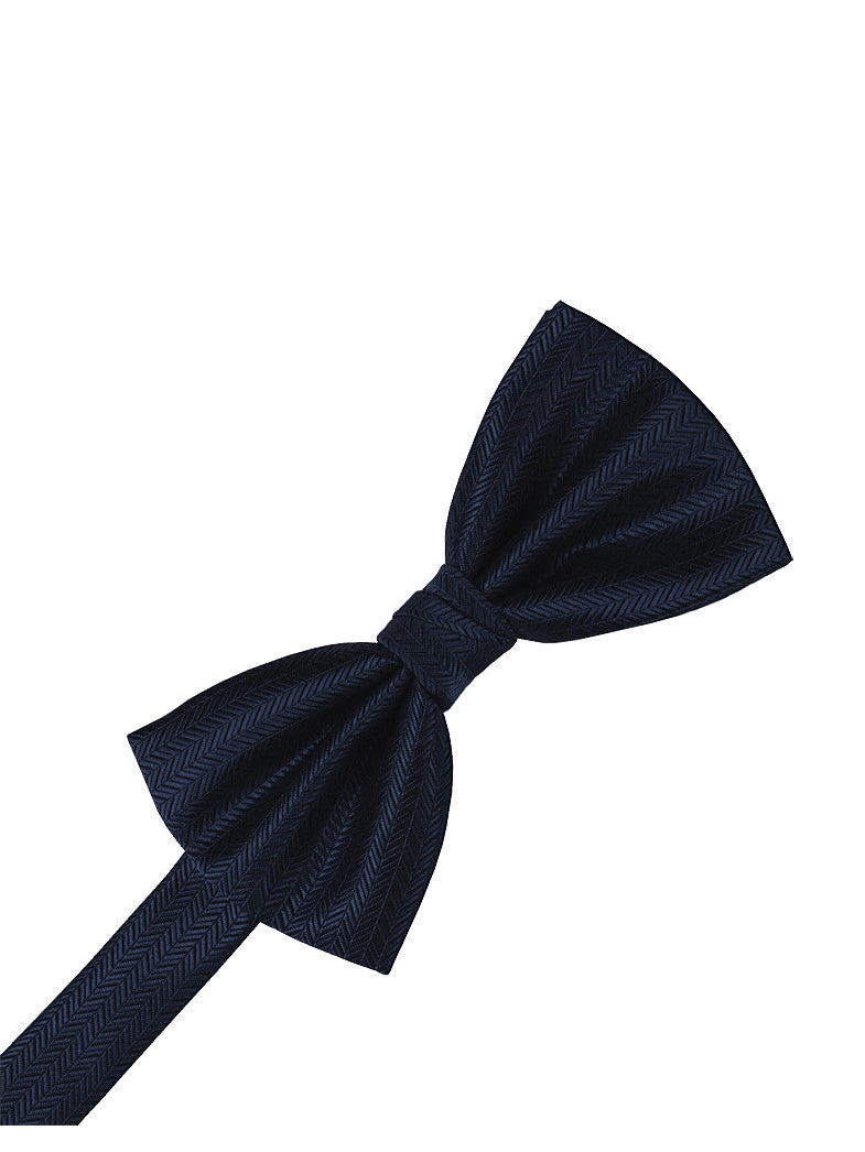 Navy Herringbone Formal Bow Tie