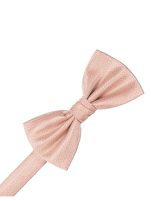 Peach Herringbone Formal Bow Tie