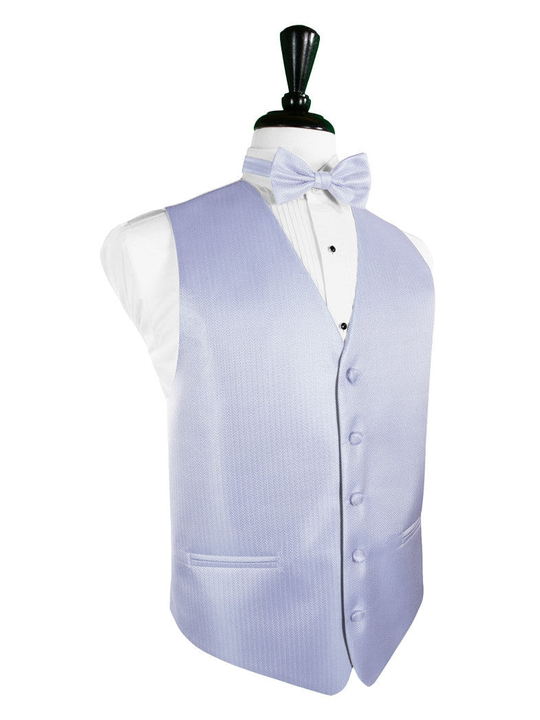 Periwinkle Herringbone Tuxedo Vest