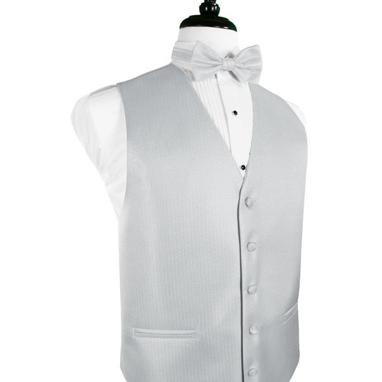 Platinum Herringbone Tuxedo Vest