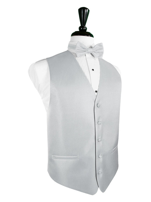 Platinum Herringbone Tuxedo Vest