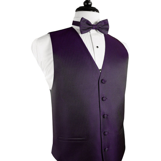 Plum Herringbone Tuxedo Vest (5X-Large LONG (62-64))