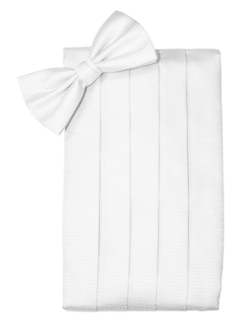 Pure White Cummerbund Set | Luxury Herringbone Pattern | ON SALE! – Fine Tuxedos