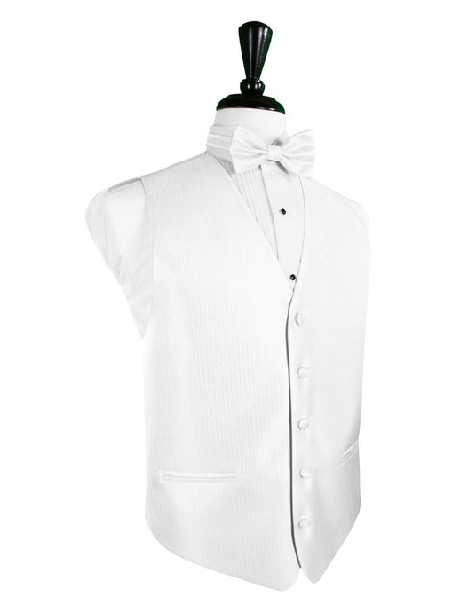 Pure White Herringbone Tuxedo Vest