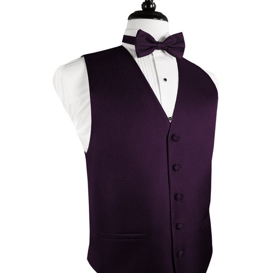 Raisin Herringbone Tuxedo Vest