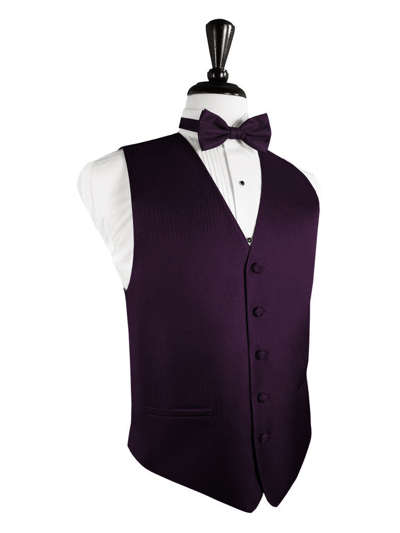 Raisin Herringbone Tuxedo Vest