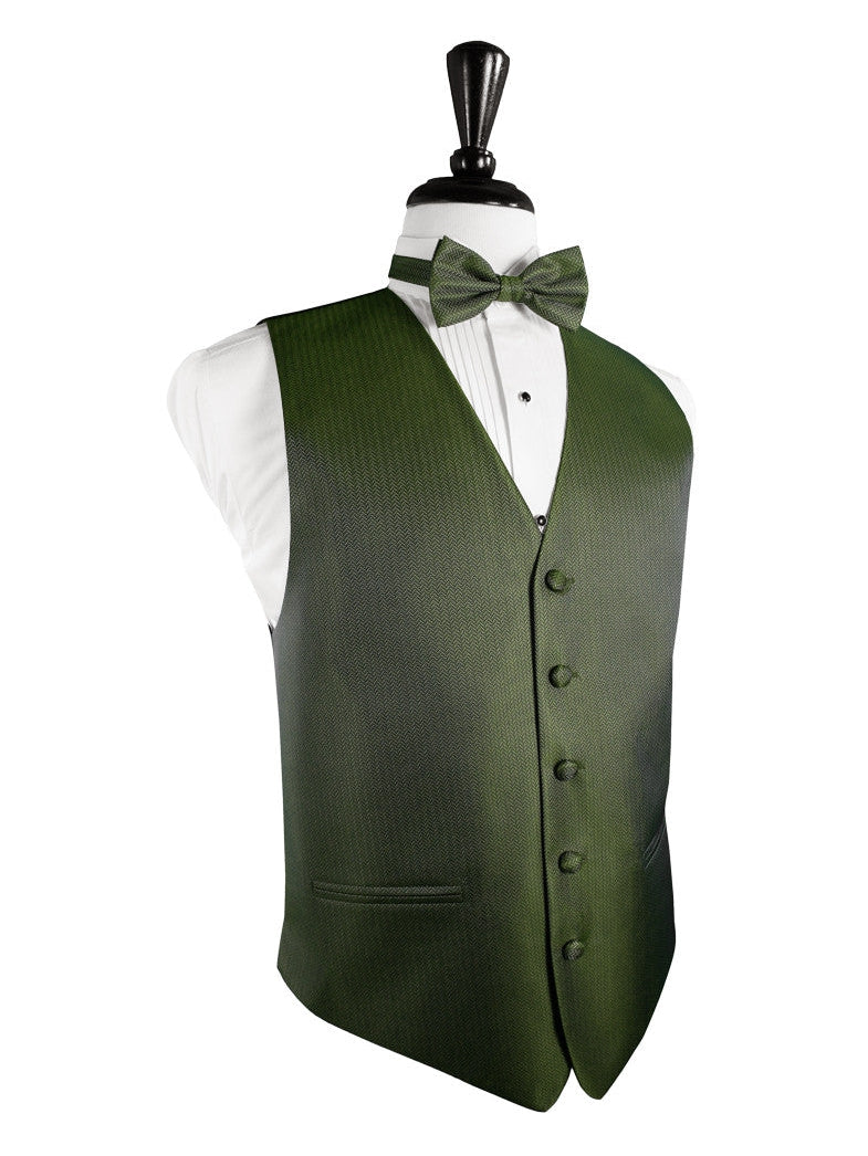 Sage Herringbone Tuxedo Vest