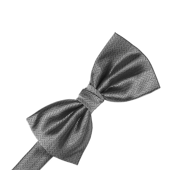 Silver Herringbone Formal Bow Tie