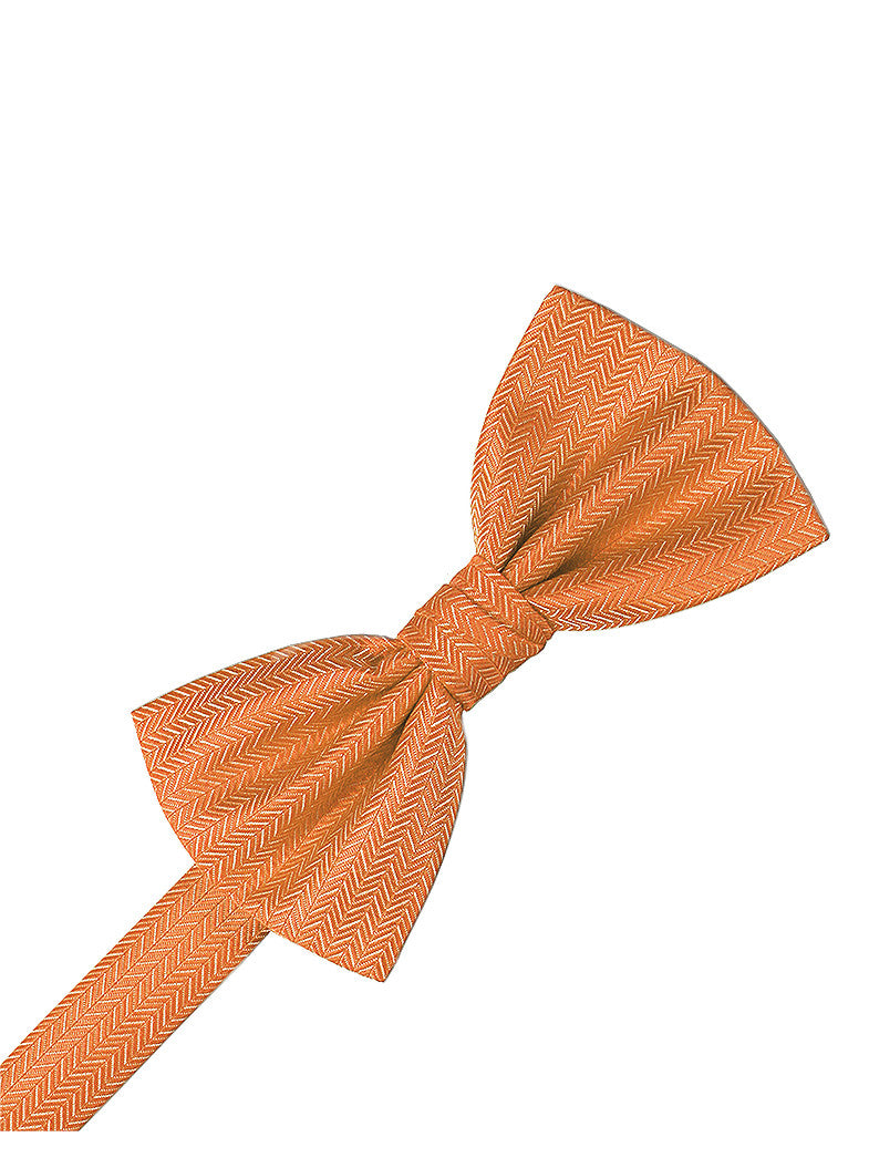 Tangerine Herringbone Formal Bow Tie