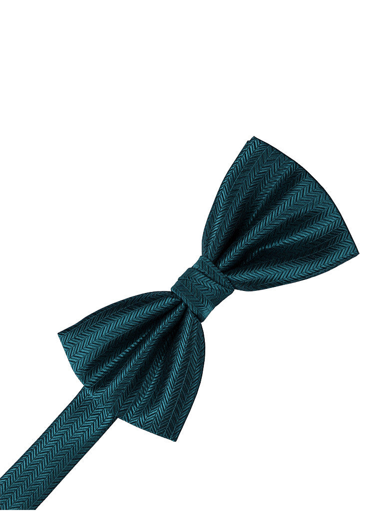 Teal Herringbone Formal Bow Tie