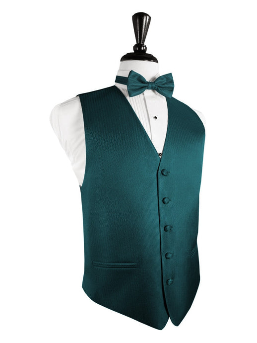 Teal Herringbone Tuxedo Vest (5X-Large LONG (62-64))