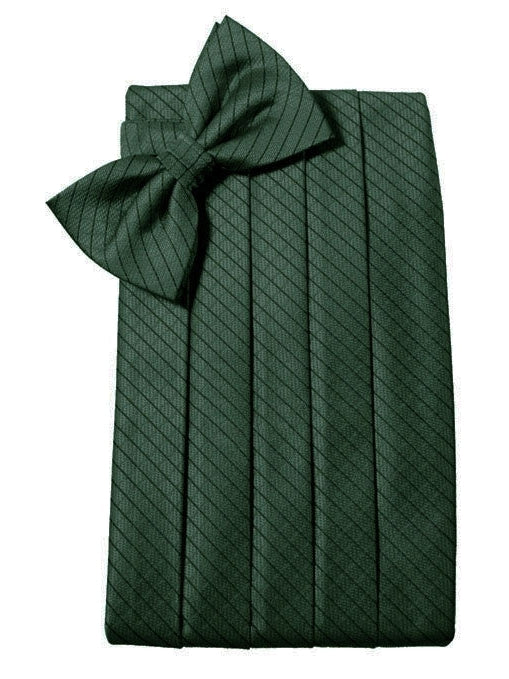 Hunter Green Diamond Grid Pattern Cummerbund Set