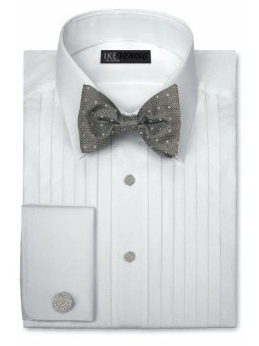 Ike Behar Tuxedo Shirt - Pleated with Laydown Collar - 50's Broadcloth Cotton
