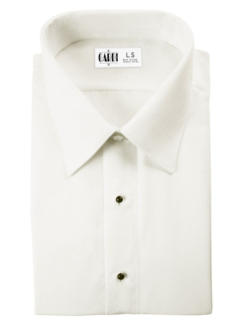 Ivory Slim Fit Tuxedo Shirt by Cardi - Non Pleated 