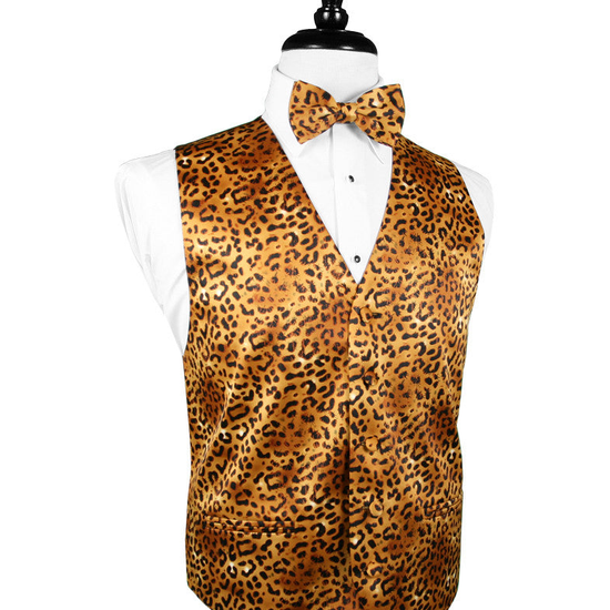 Jaguar Print Tuxedo Vest by Cardi