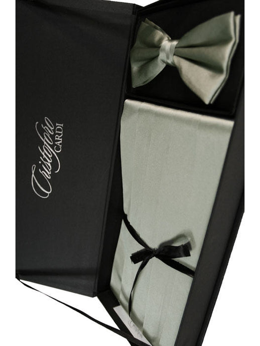 Platinum Noble Silk Bow Tie and Cummerbund Set by Cristoforo Cardi 