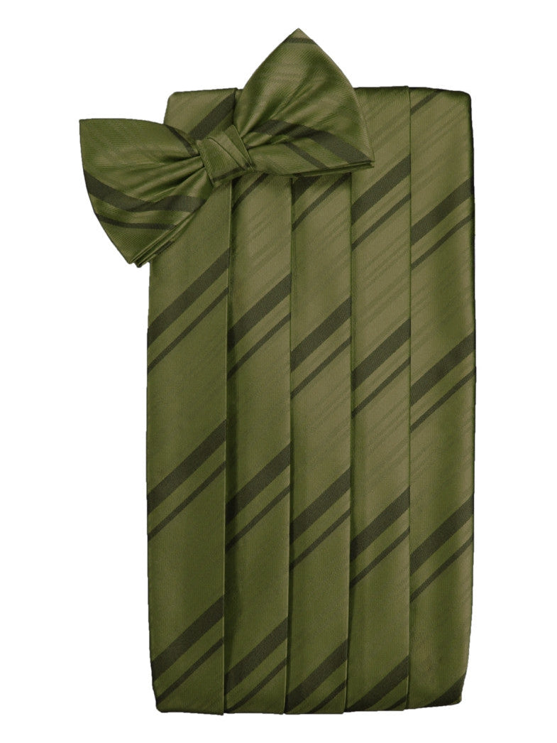 Moss Striped Satin Cummerbund Set