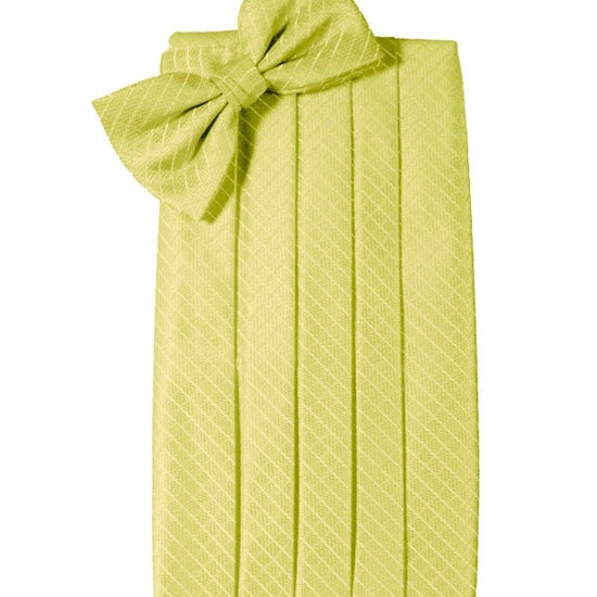Lemon Yellow Diamond Grid Pattern Cummerbund Set