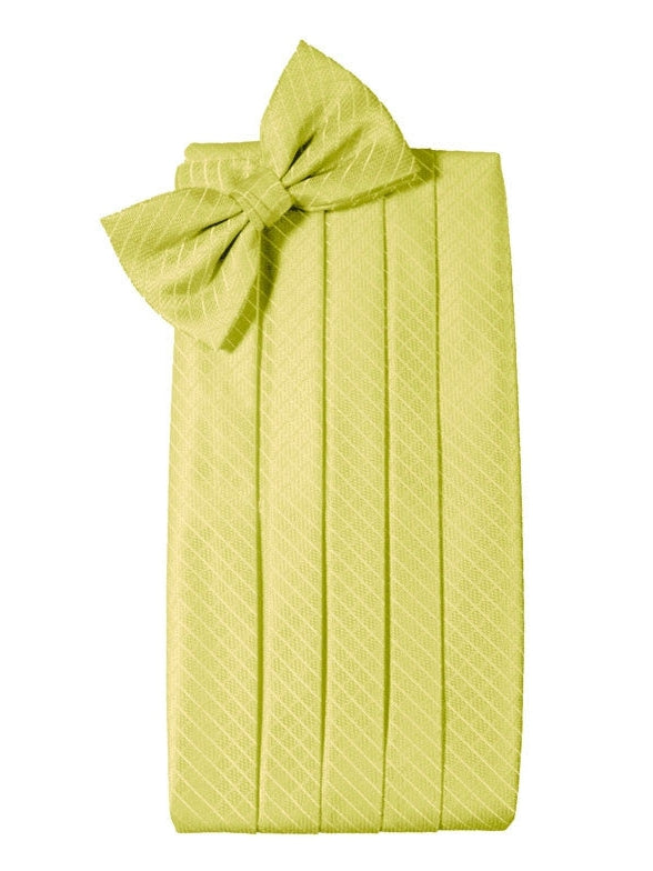 Lemon Yellow Diamond Grid Pattern Cummerbund Set
