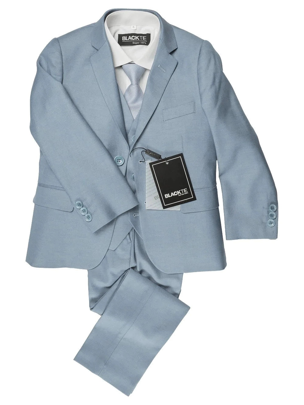 Boys Light Blue 5-Piece Wool Blend Suit