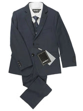 Load image into Gallery viewer, Boys Midnight Navy 5-Piece Wool Blend Suit
