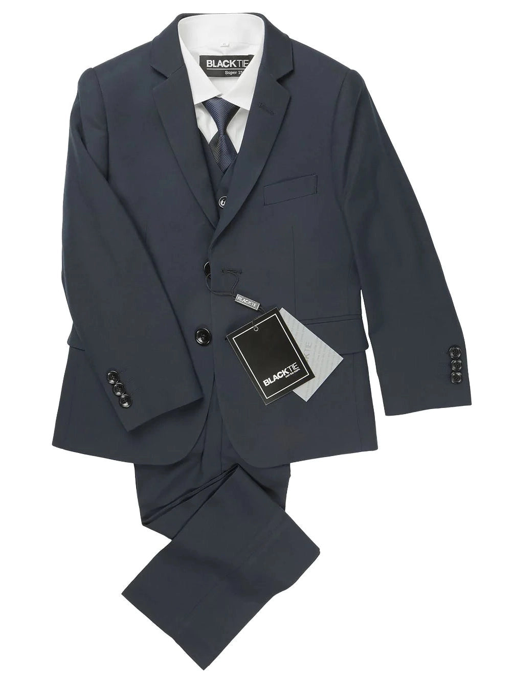 Boys Midnight Navy 5-Piece Wool Blend Suit
