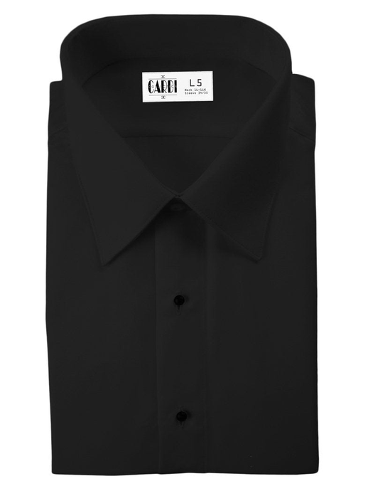 Black Slim Fit (Lido) Style Tuxedo Shirt - Non Pleated with Laydown Collar