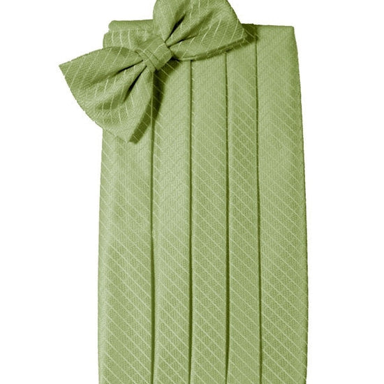 Lime Green Diamond Grid Pattern Cummerbund Set