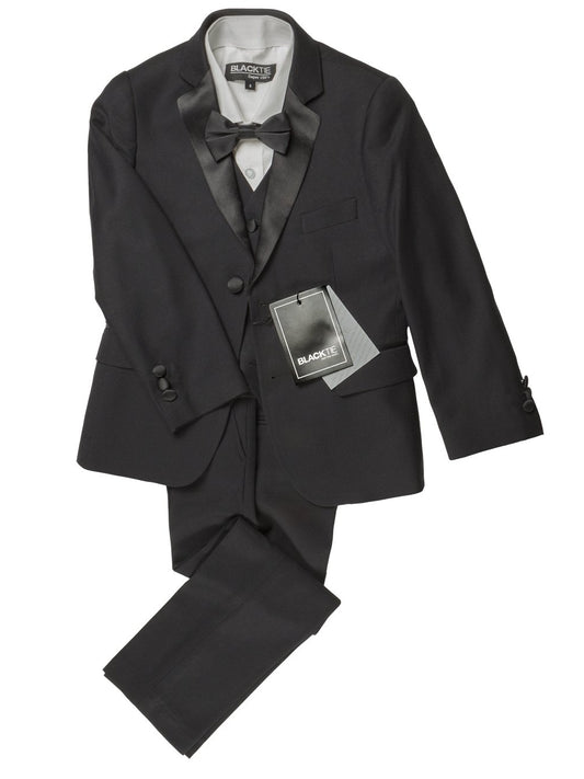 "Kingston" Boys Black 5-Piece Tuxedo Luxury Wool Blend